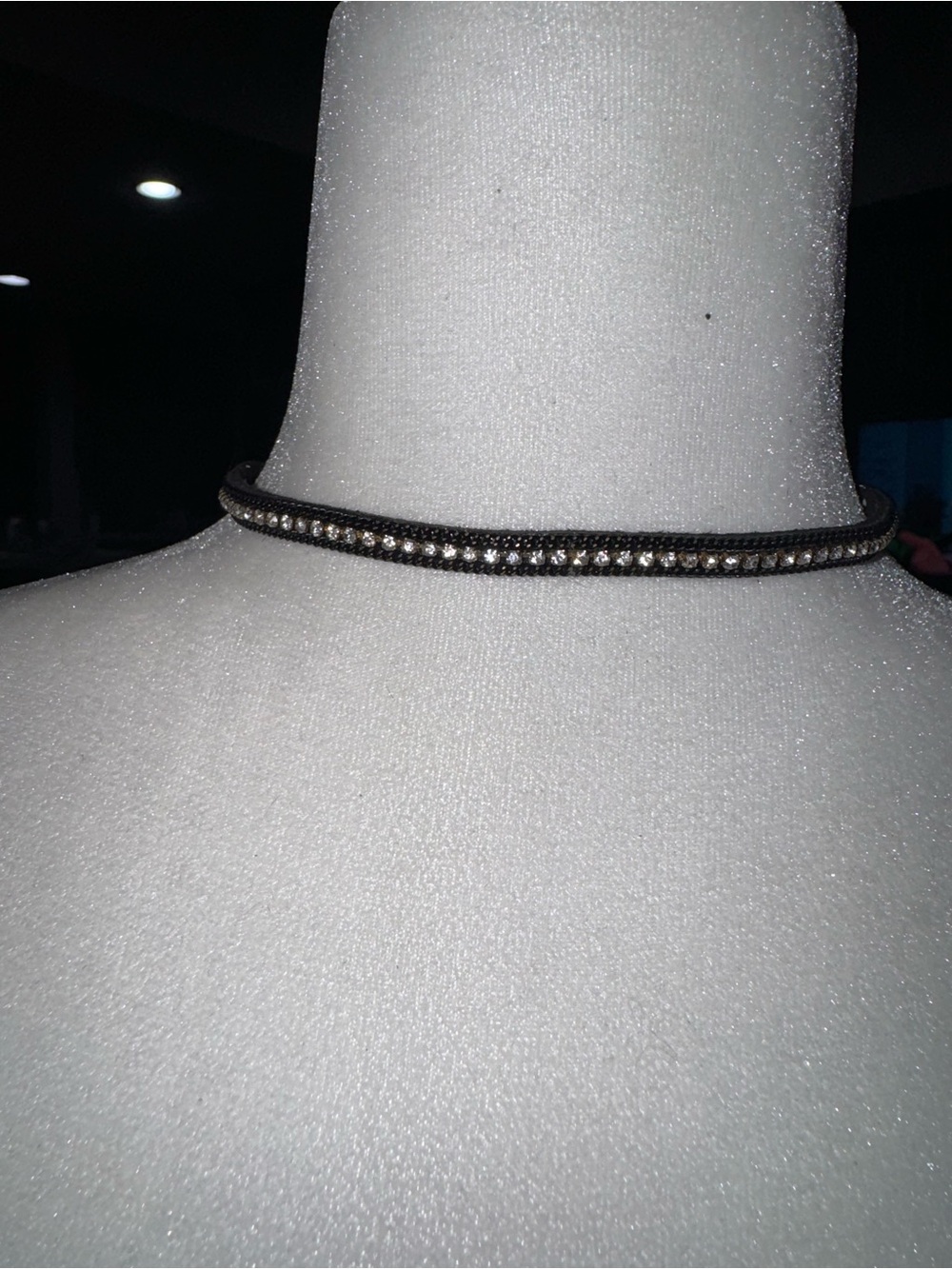 Crystal Embellished Black Choker Necklace pave rhinestone silver bling